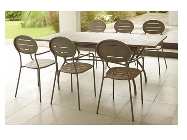ชุดโต๊ะยืด-หดพร้อมเก้าอี้มีท้าวแขนแบบซ้อนได้ RECTANGULAR EXTENSION TABLE DINING SET